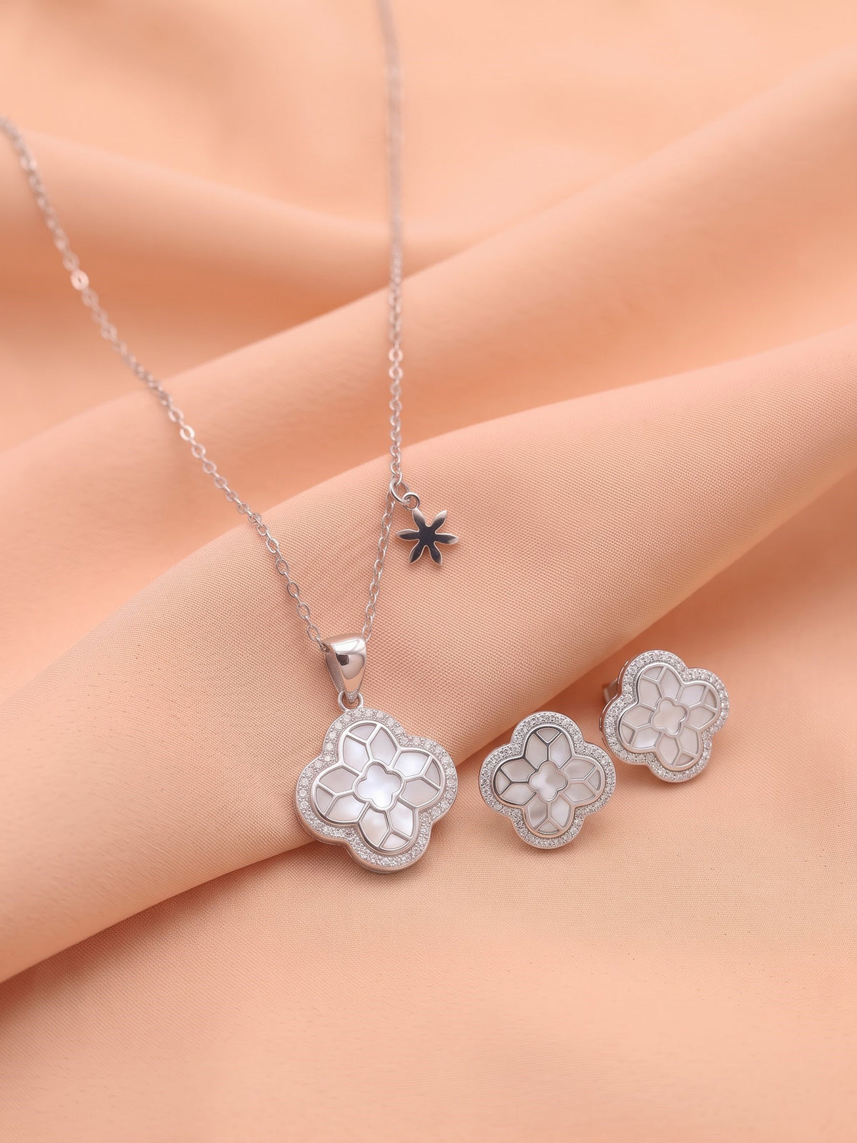 The Flora Luxe Mother-of-Pearl & CZ Jewelry Set