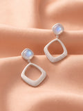 The Aurora Geometric Moonstone Drop Earrings