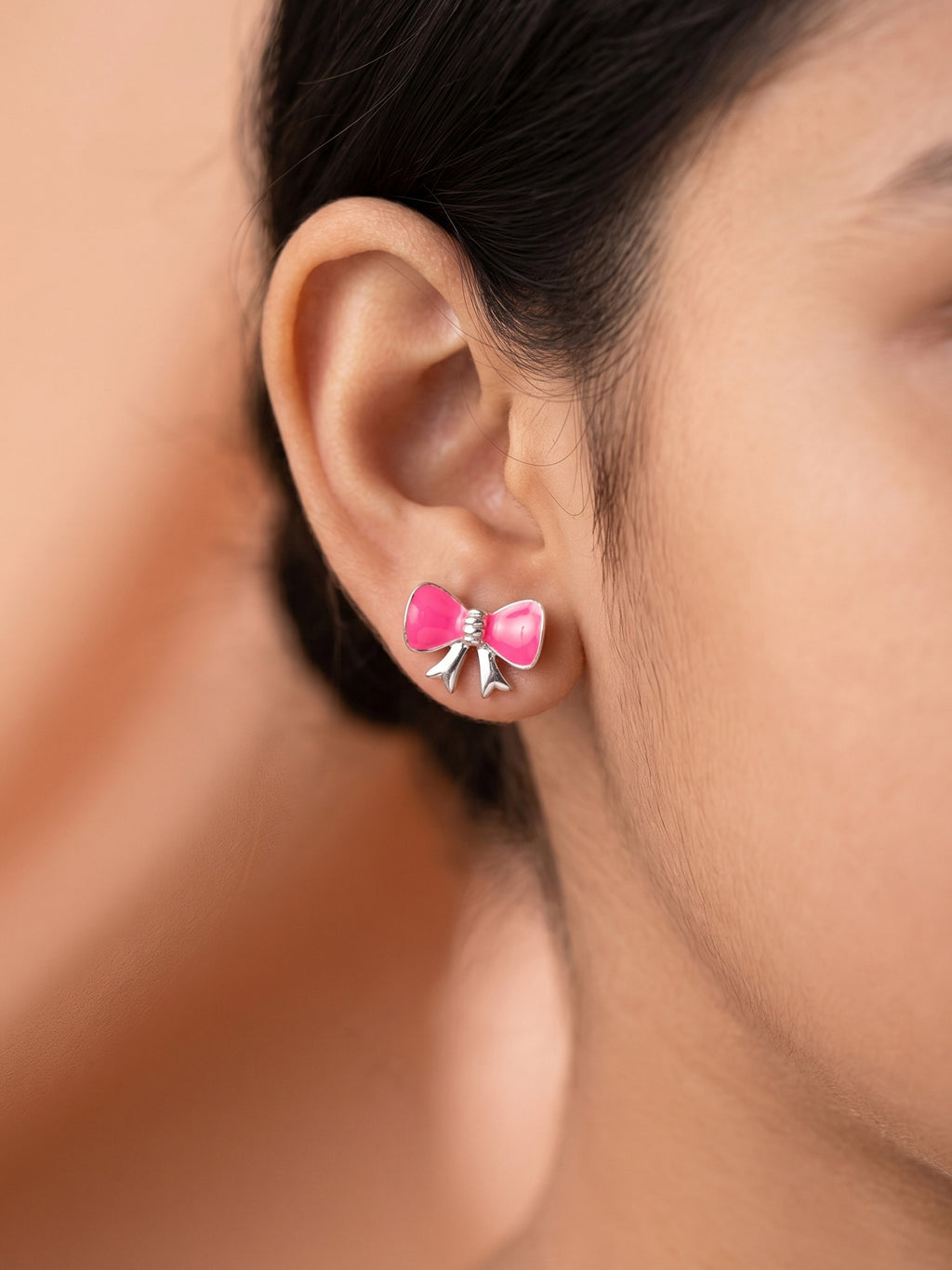 Fuchsia Bow-Knot Studs