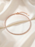 Rosé Sparkle Cubic Zirconia Tennis Anklet in 925 sterling silver — 925 Siller
