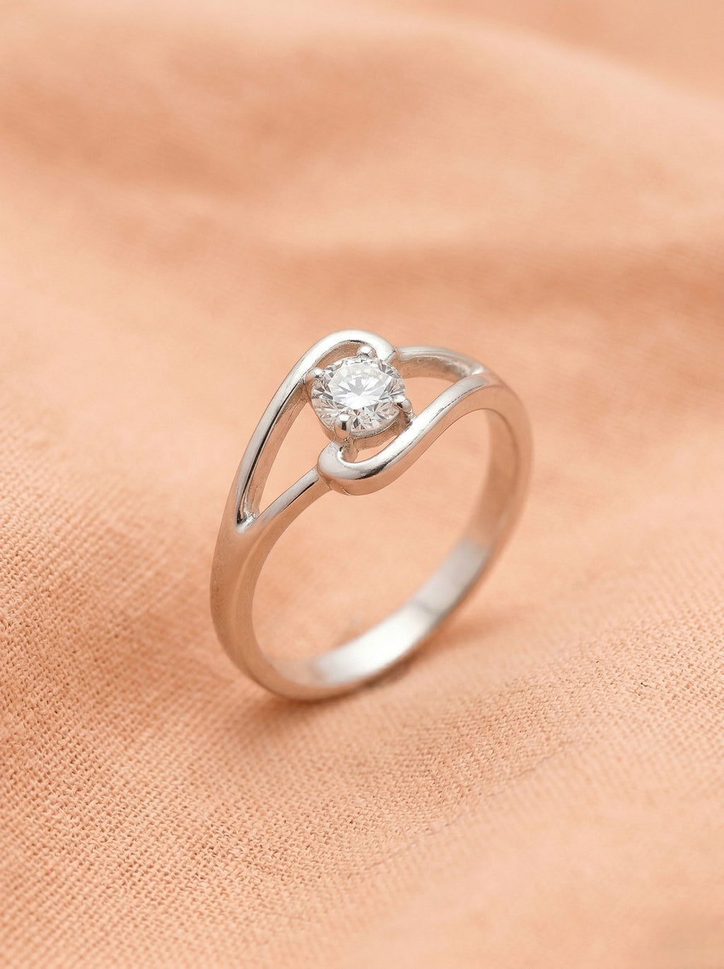 Swirl Bypass Solitaire Ring
