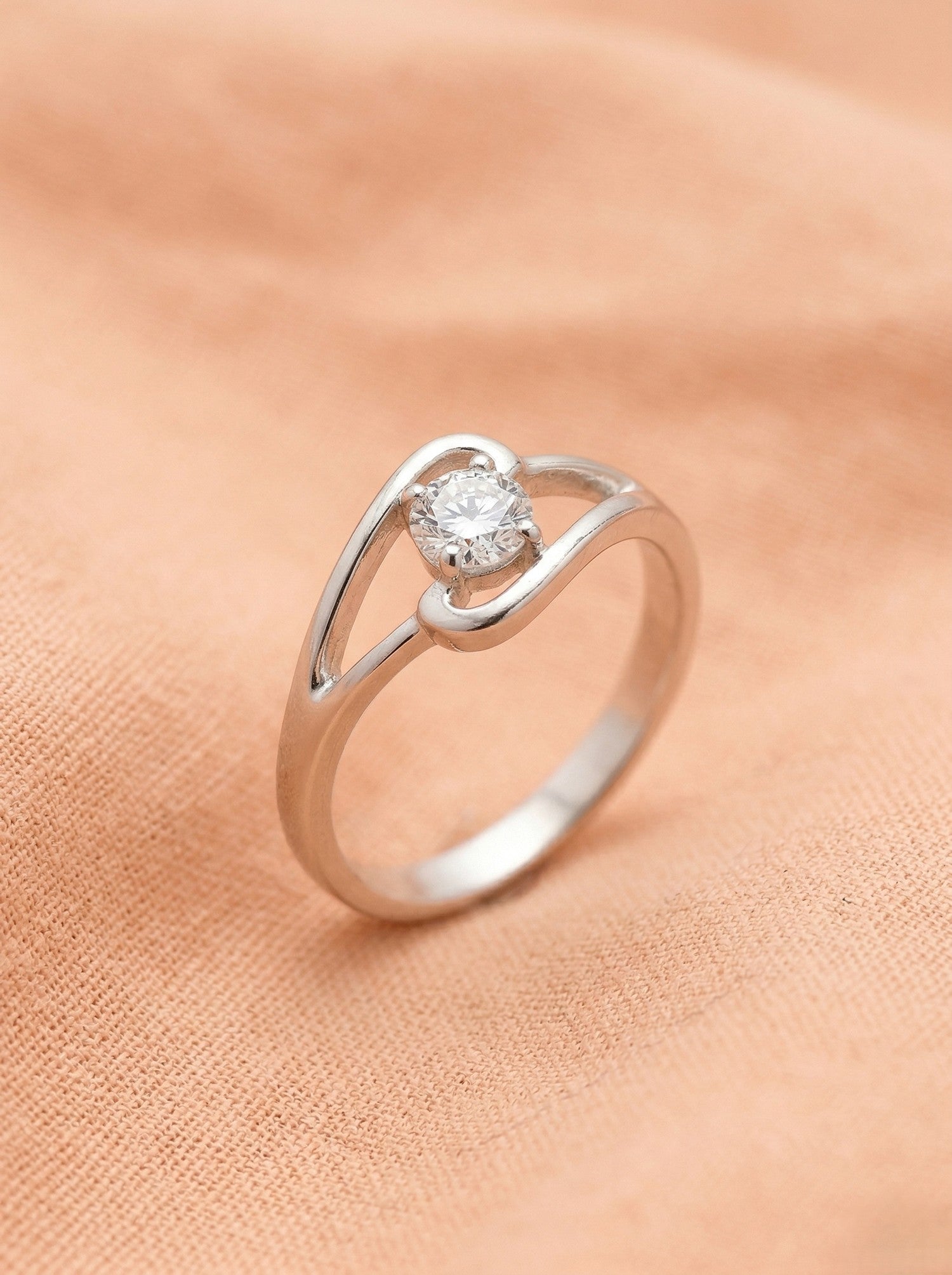 Swirl Bypass Solitaire Ring