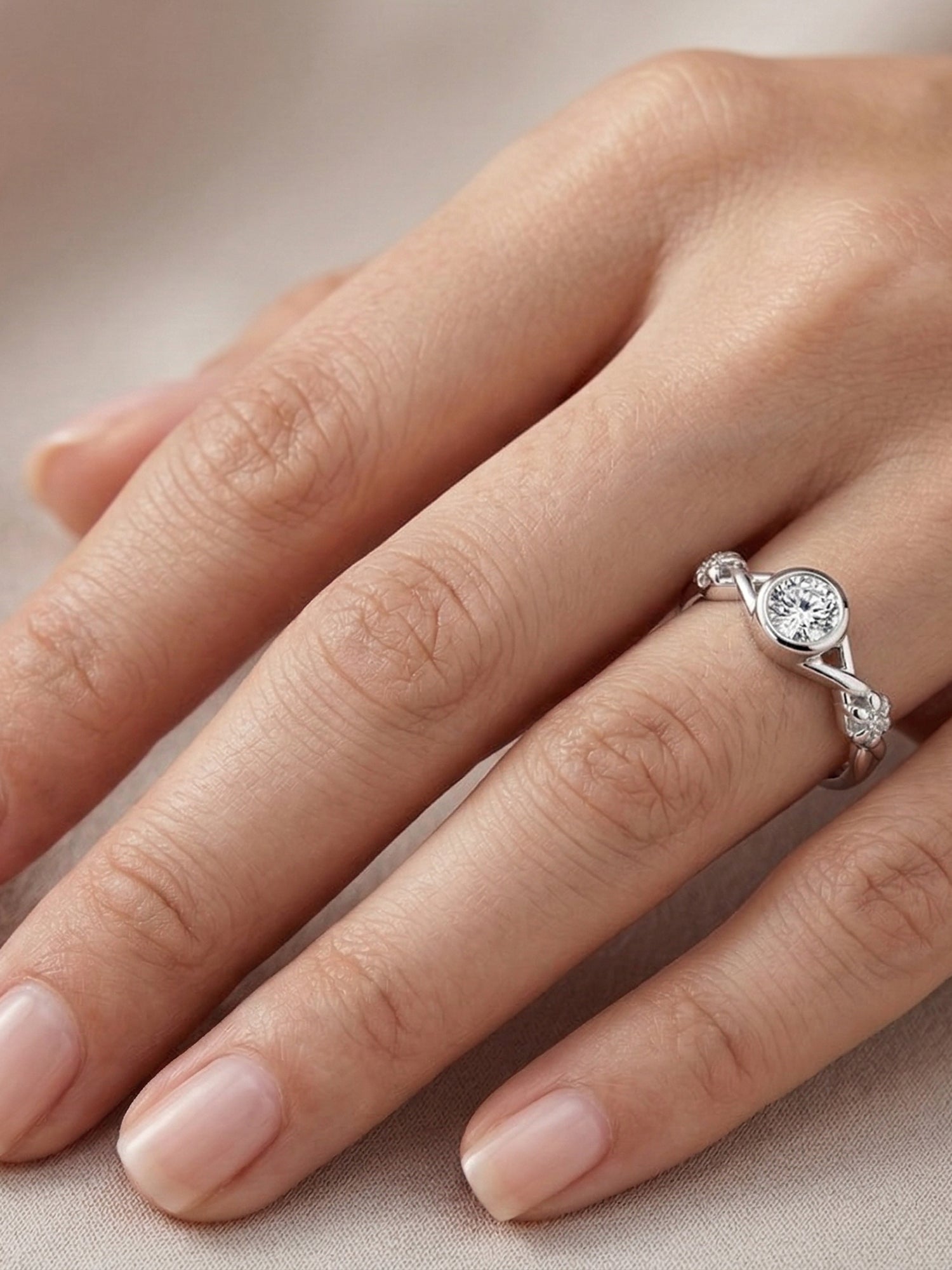 Floral Infinity Solitaire Ring