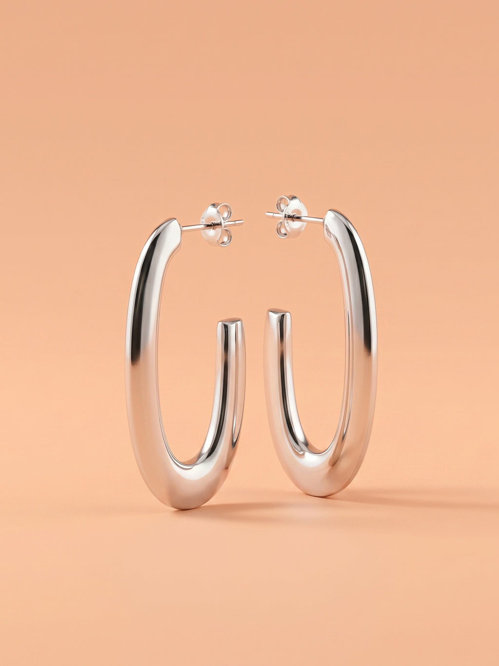 Sculptural Elongated Open Hoop Studs