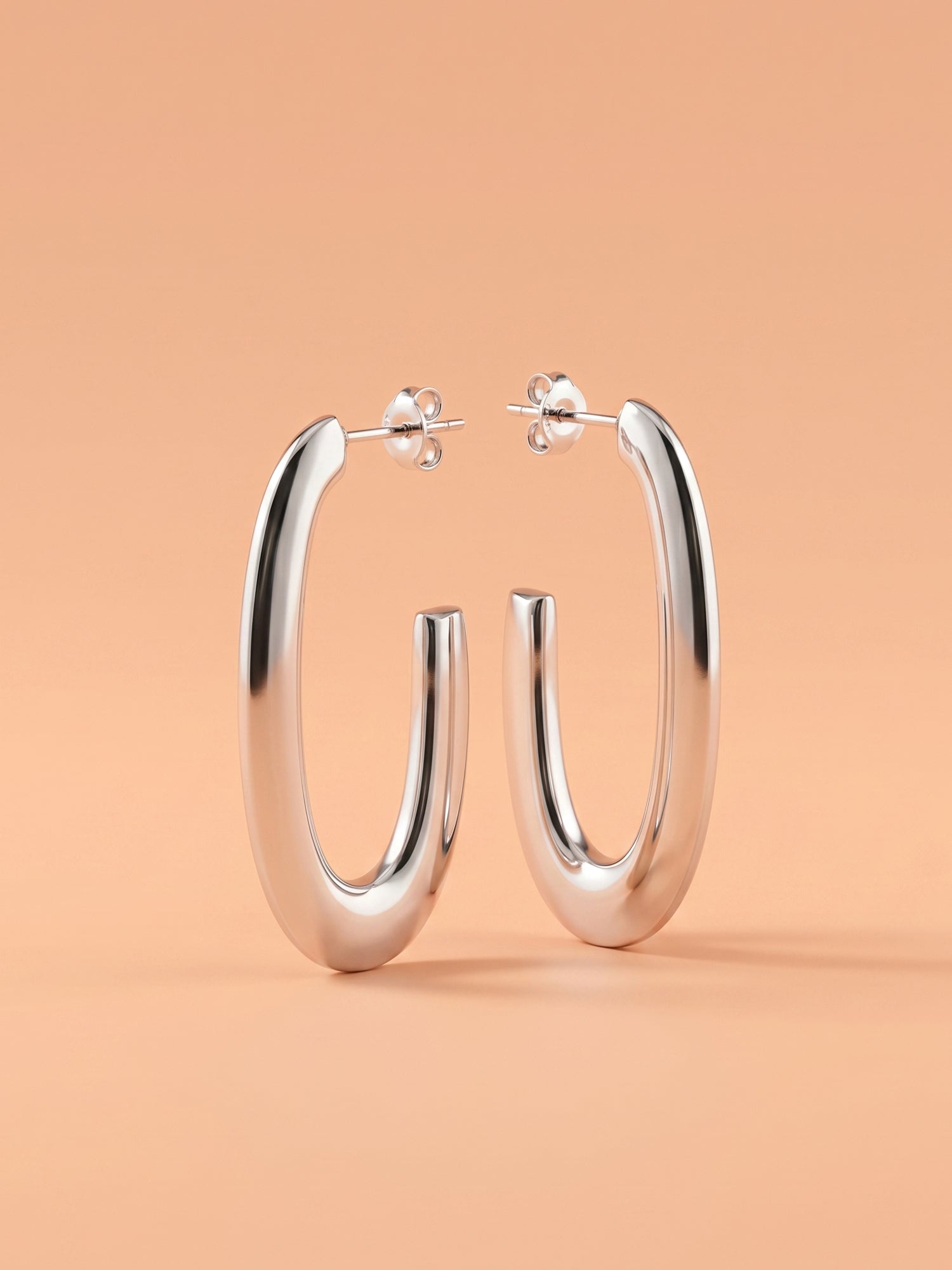 Sculptural Elongated Open Hoop Studs