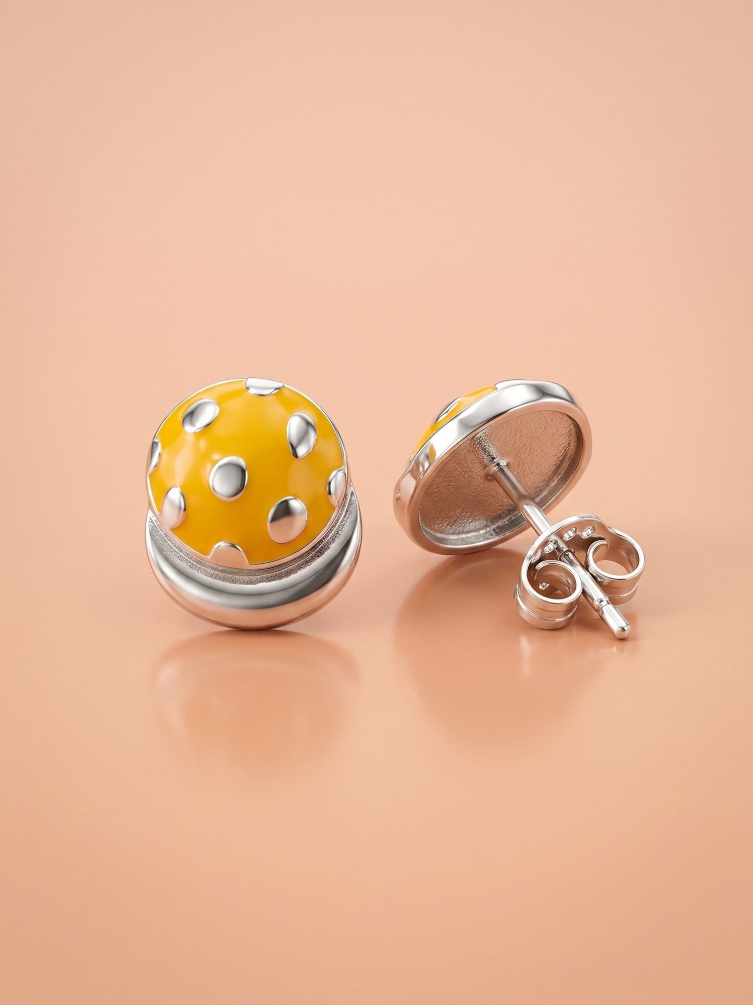 Sunny Polka-Dot Mushroom Studs