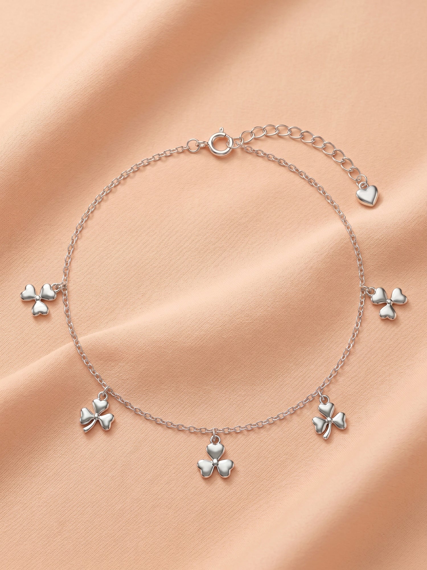 Three-Leaf Clover Charm Anklet