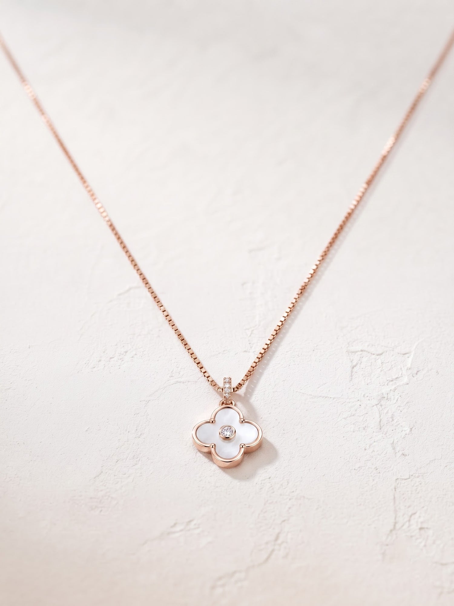 The Luminosity Four-Leaf Clover Mother of Pearl & Diamond Pendant Necklace