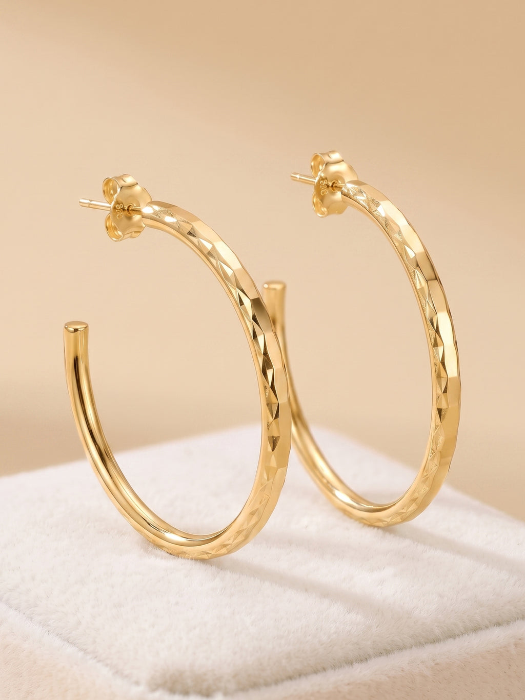 Diamond-Cut Tube Hoop Earrings