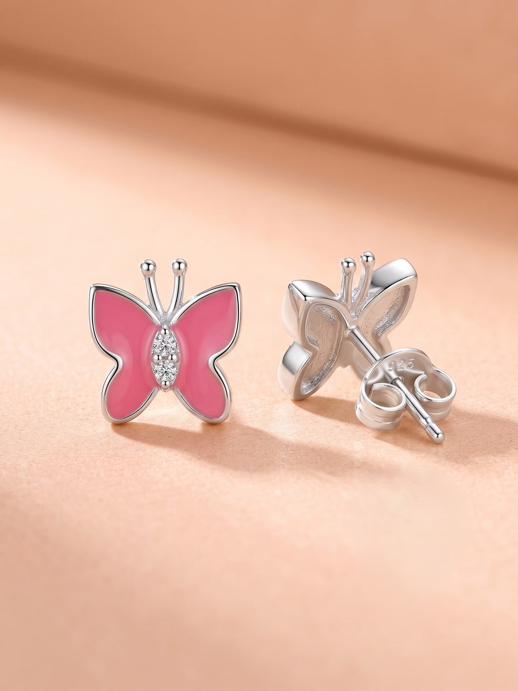 Sparkling Magenta Butterfly Studs