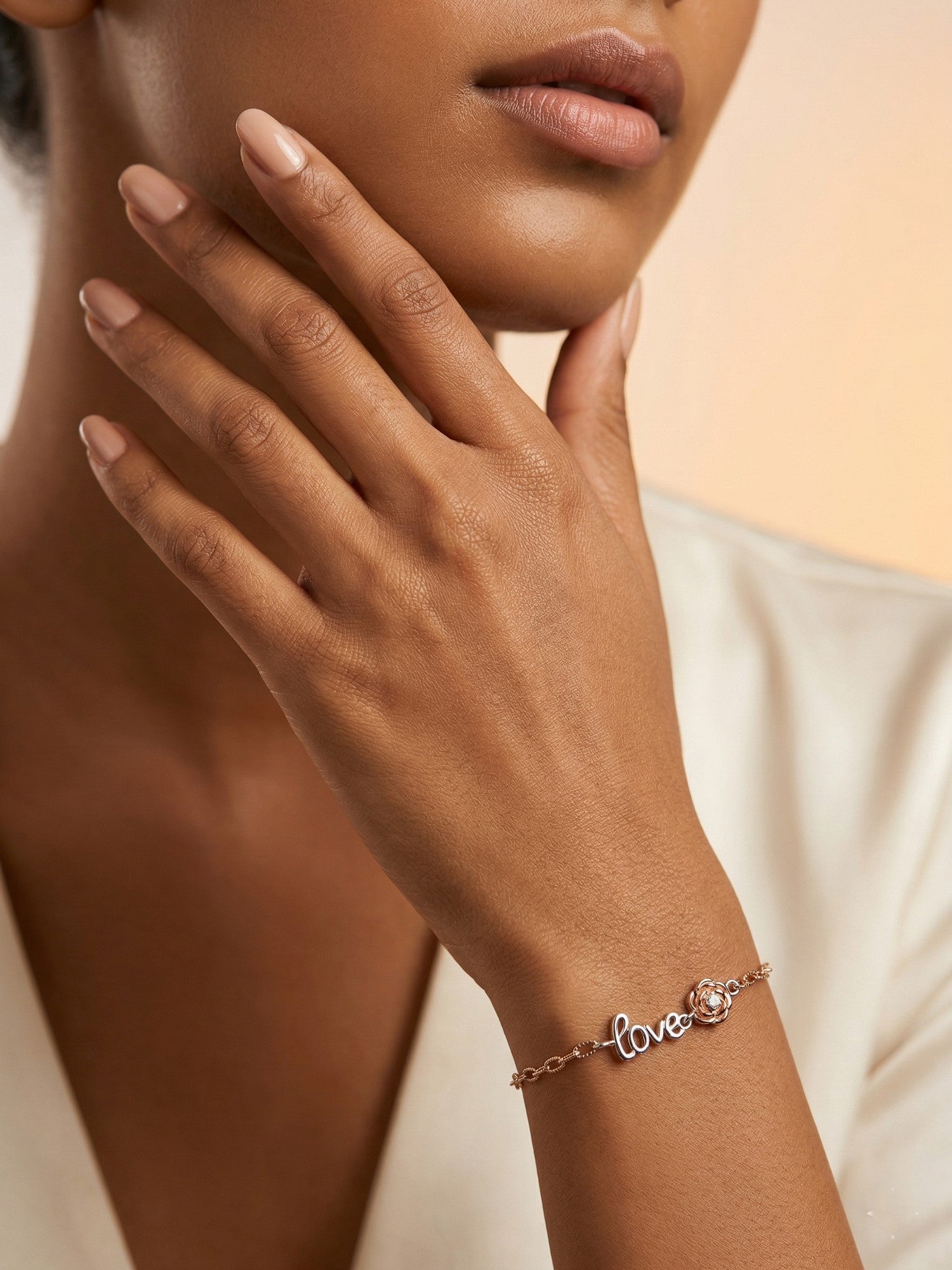 Roseate "Love" & Shimmering Rose Duo Bracelet