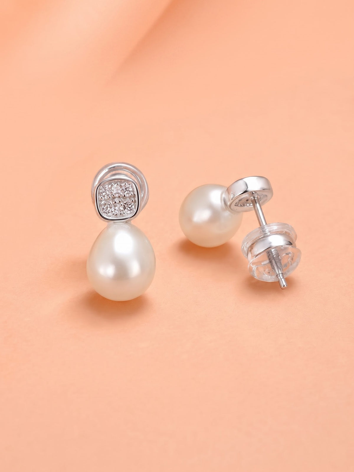 The Royale Teardrop Pearl & Pavé Stud Earrings