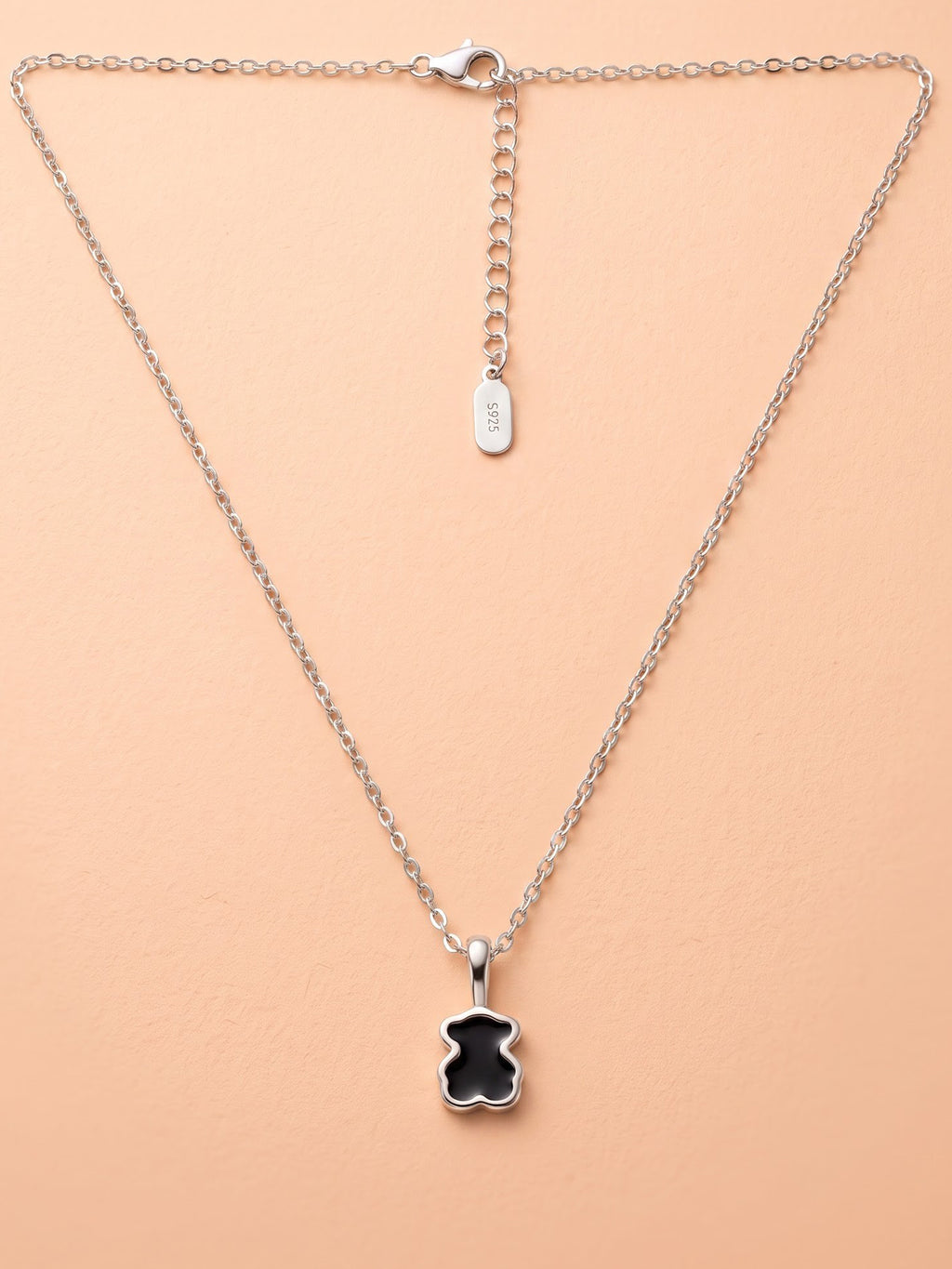 The Onyx Silhouette Bear Pendant Necklace