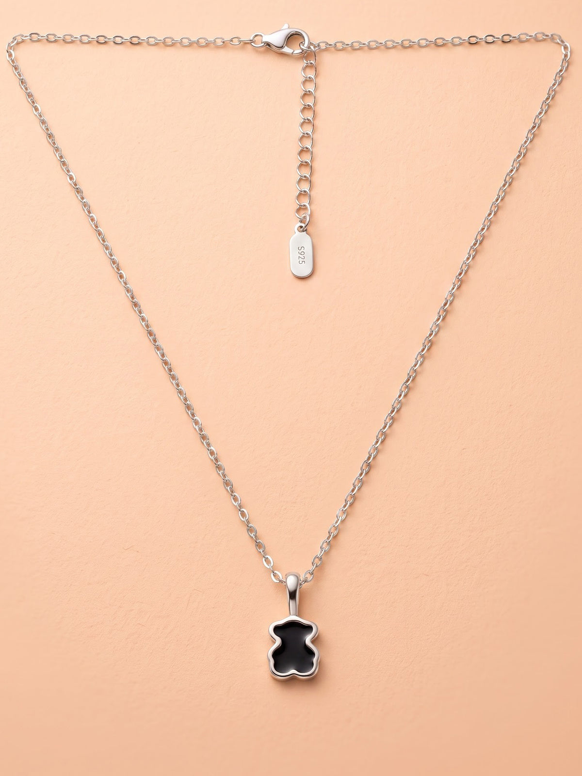The Onyx Silhouette Bear Pendant Necklace