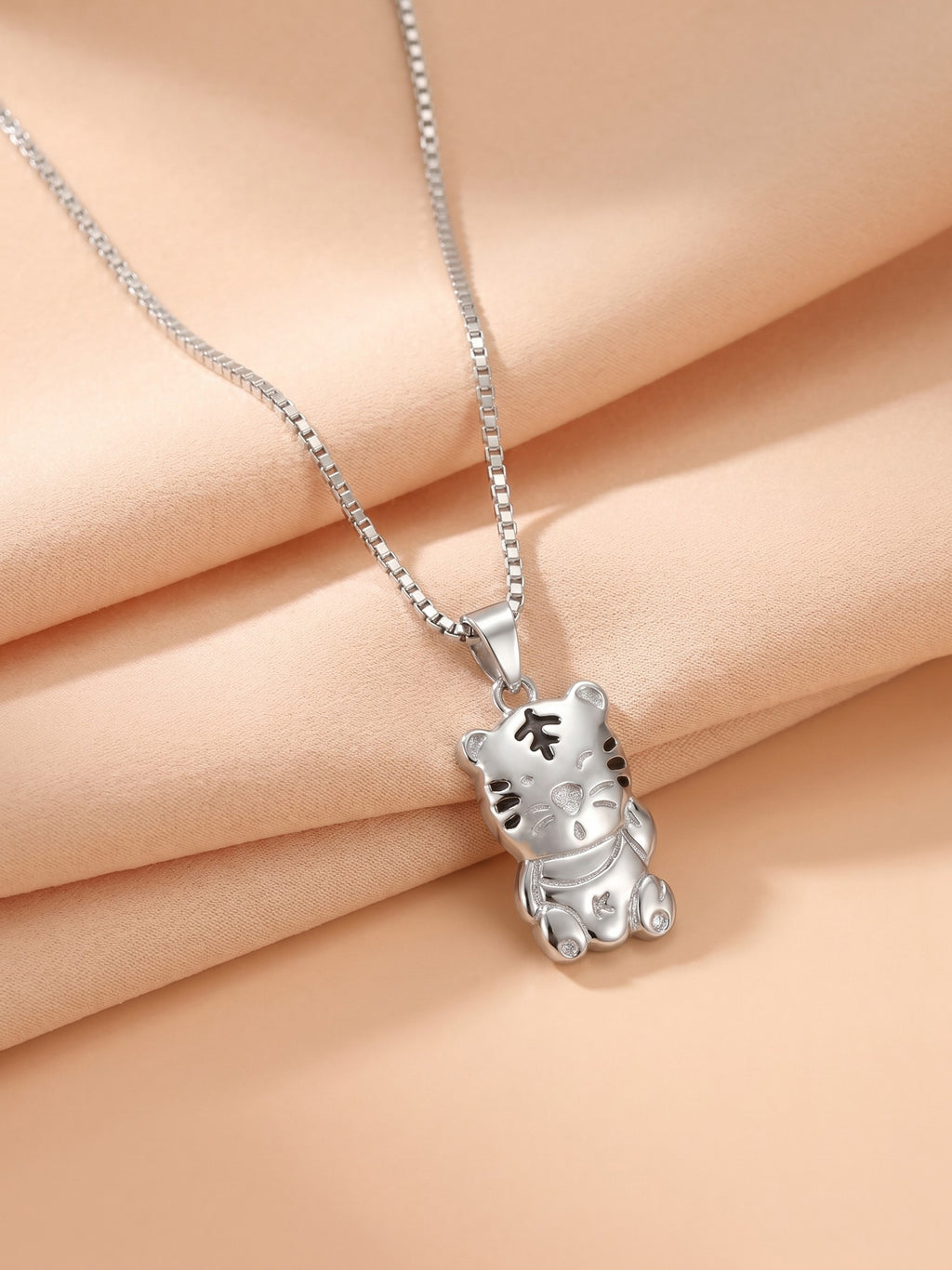 Chubby Baby Tiger Pendant Necklace for Kids