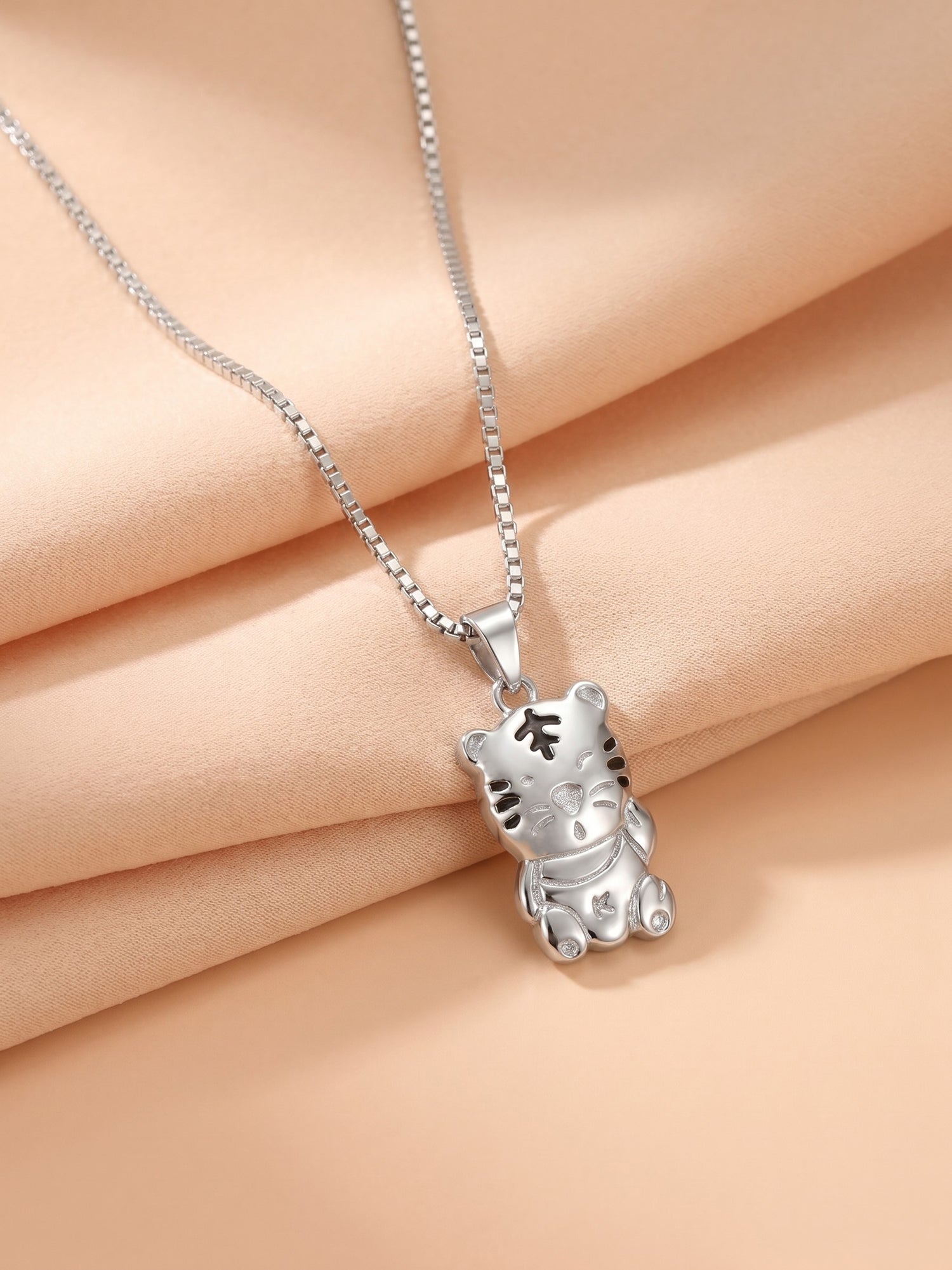 Chubby Baby Tiger Pendant Necklace for Kids