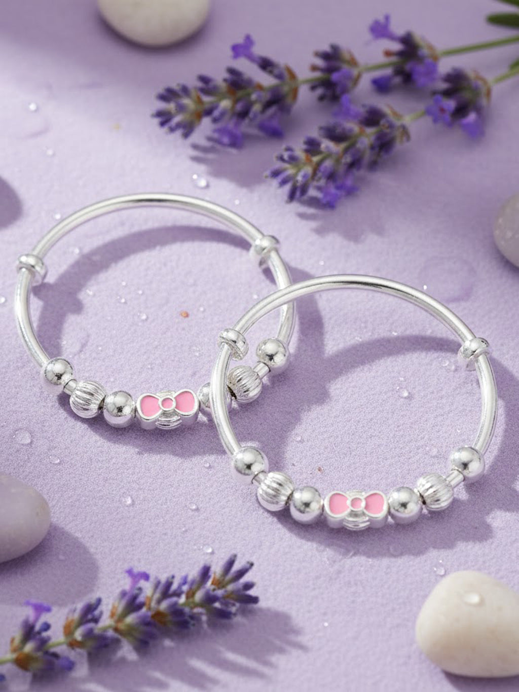 Pink Bow Kids Bangles