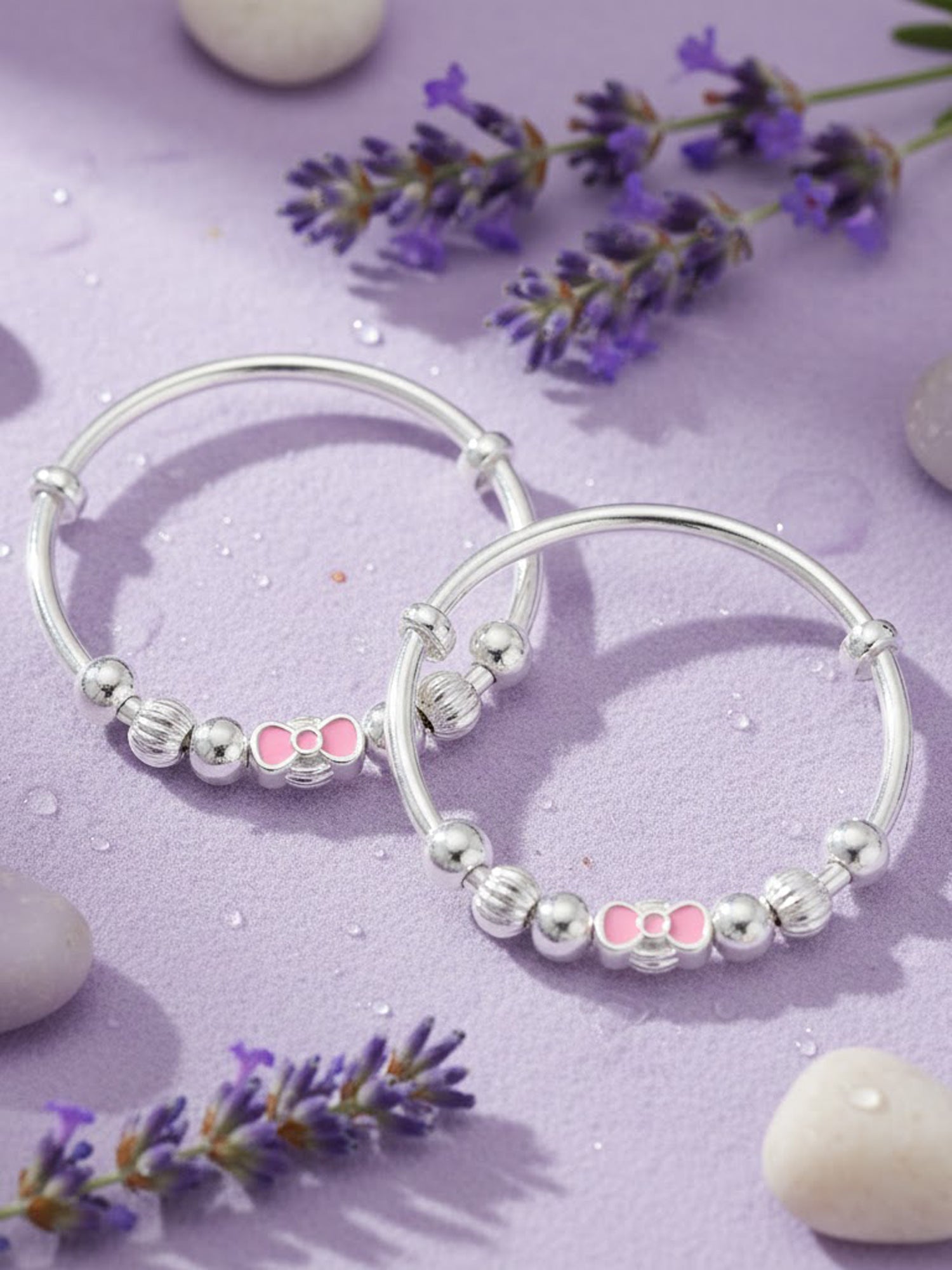 Pink Bow Kids Bangles