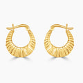 Gilded Ribbed Crescent Hoops