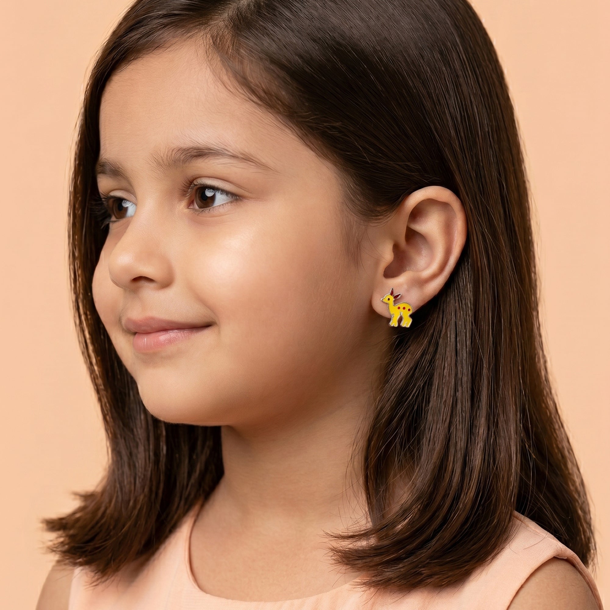 Enamel Fawn Stud Earrings