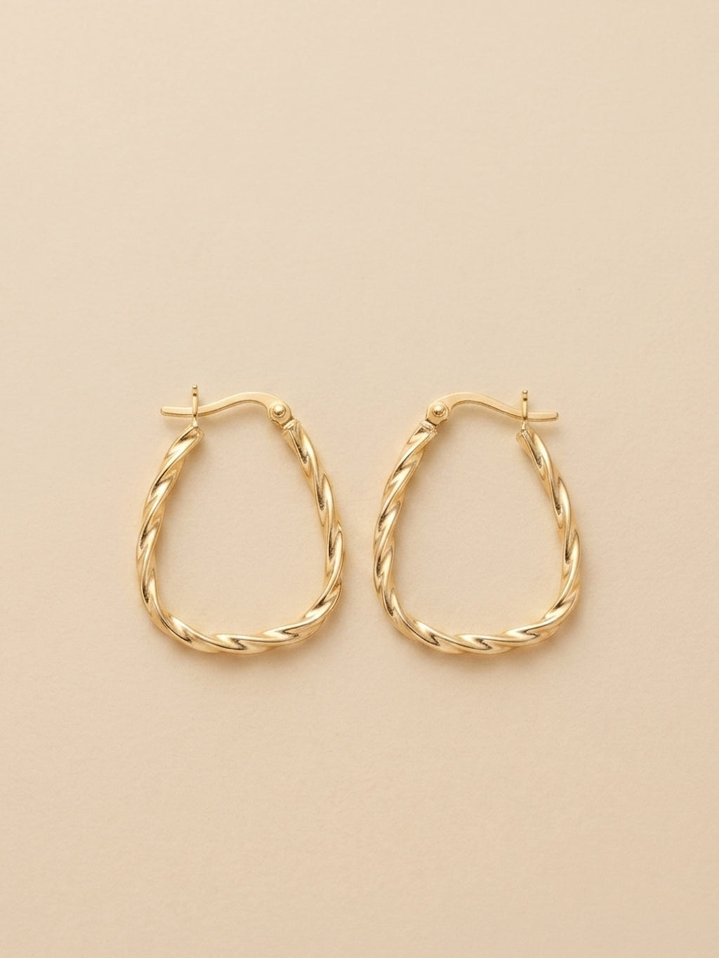 Gilded Twisted Triangular Hoops