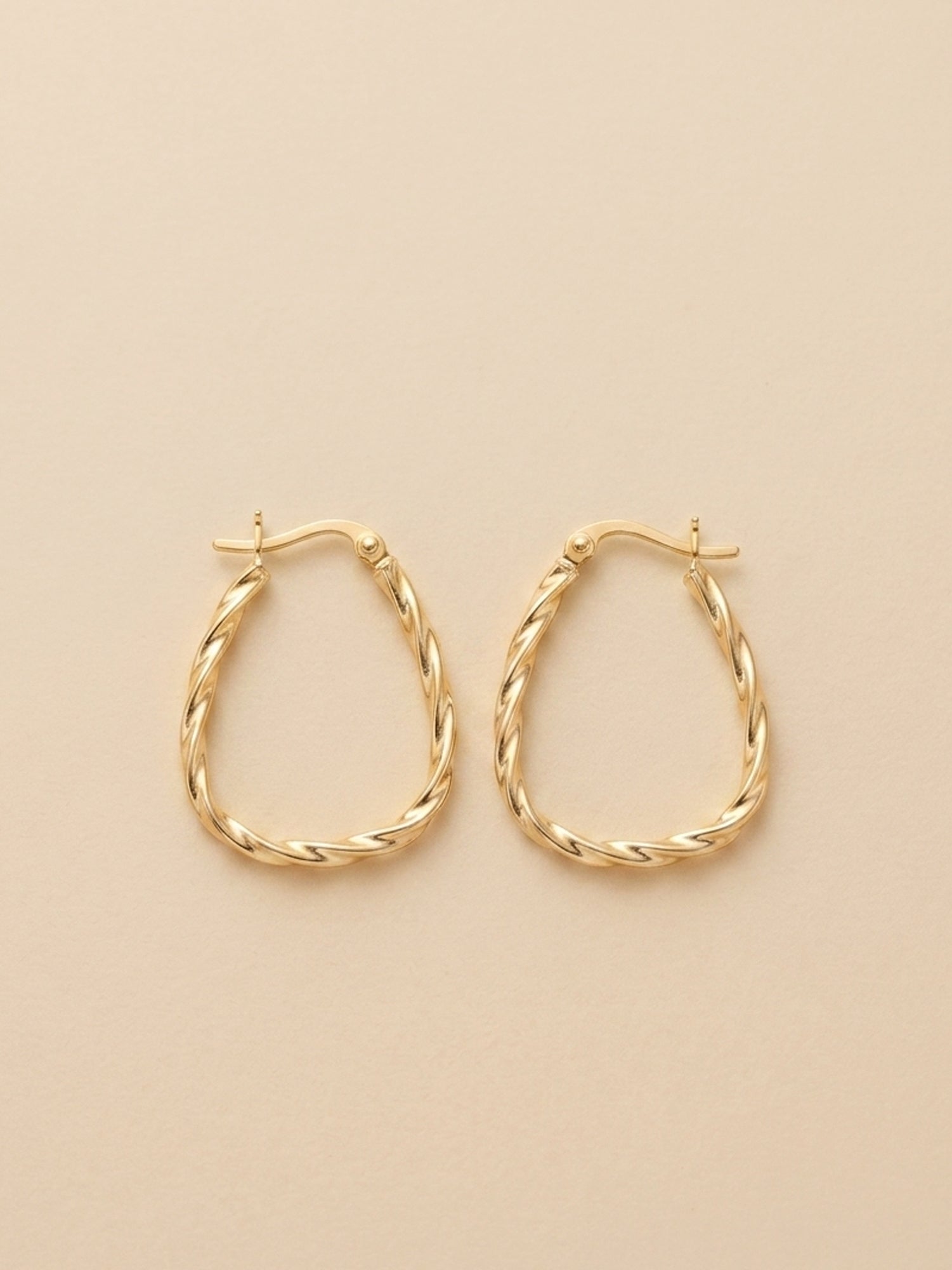 Gilded Twisted Triangular Hoops