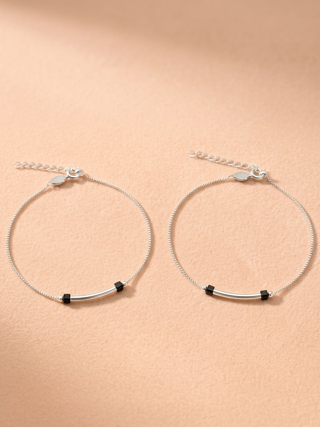 Celestial Arc Box Chain Anklet Pair