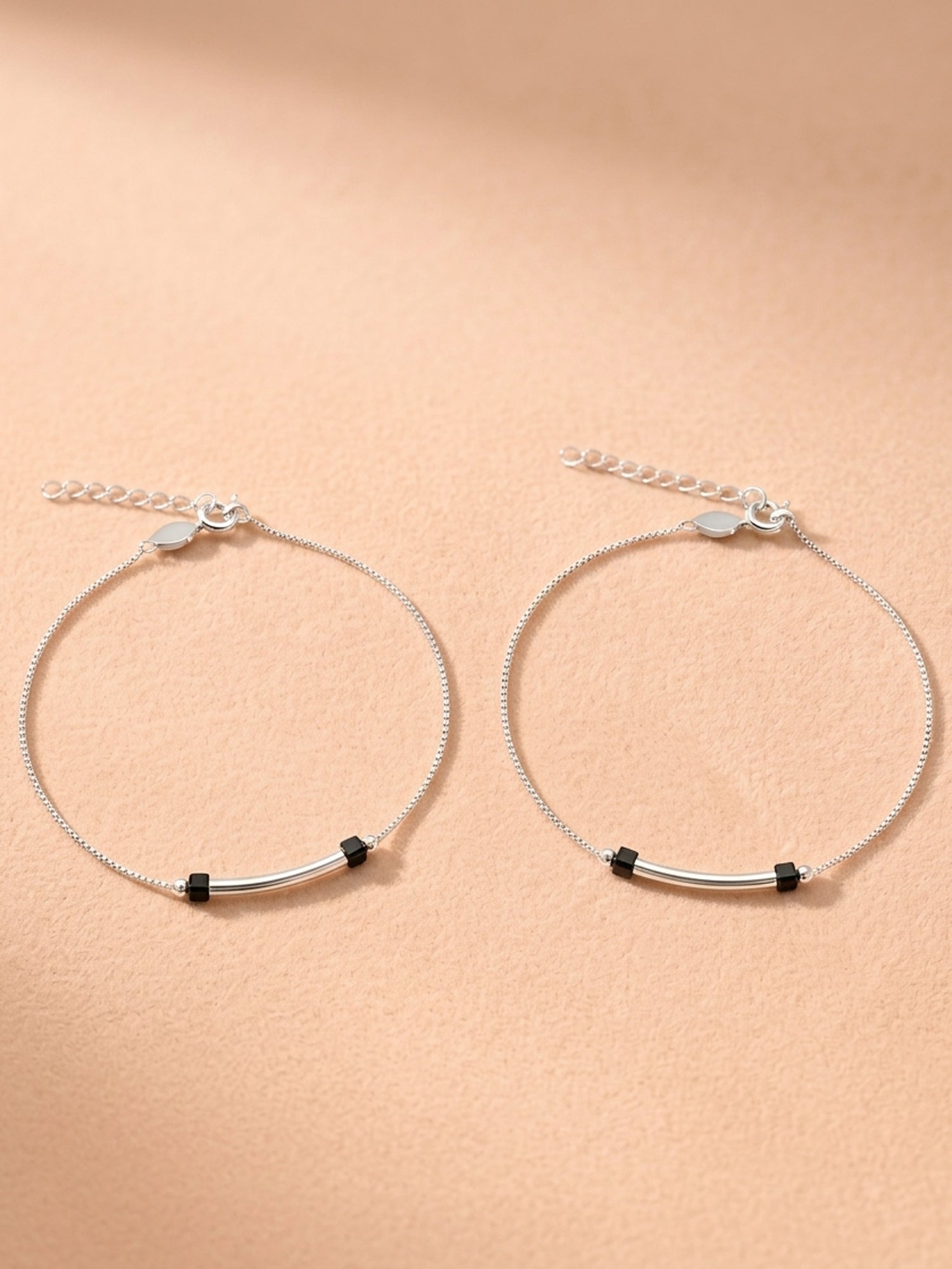 Celestial Arc Box Chain Anklet Pair