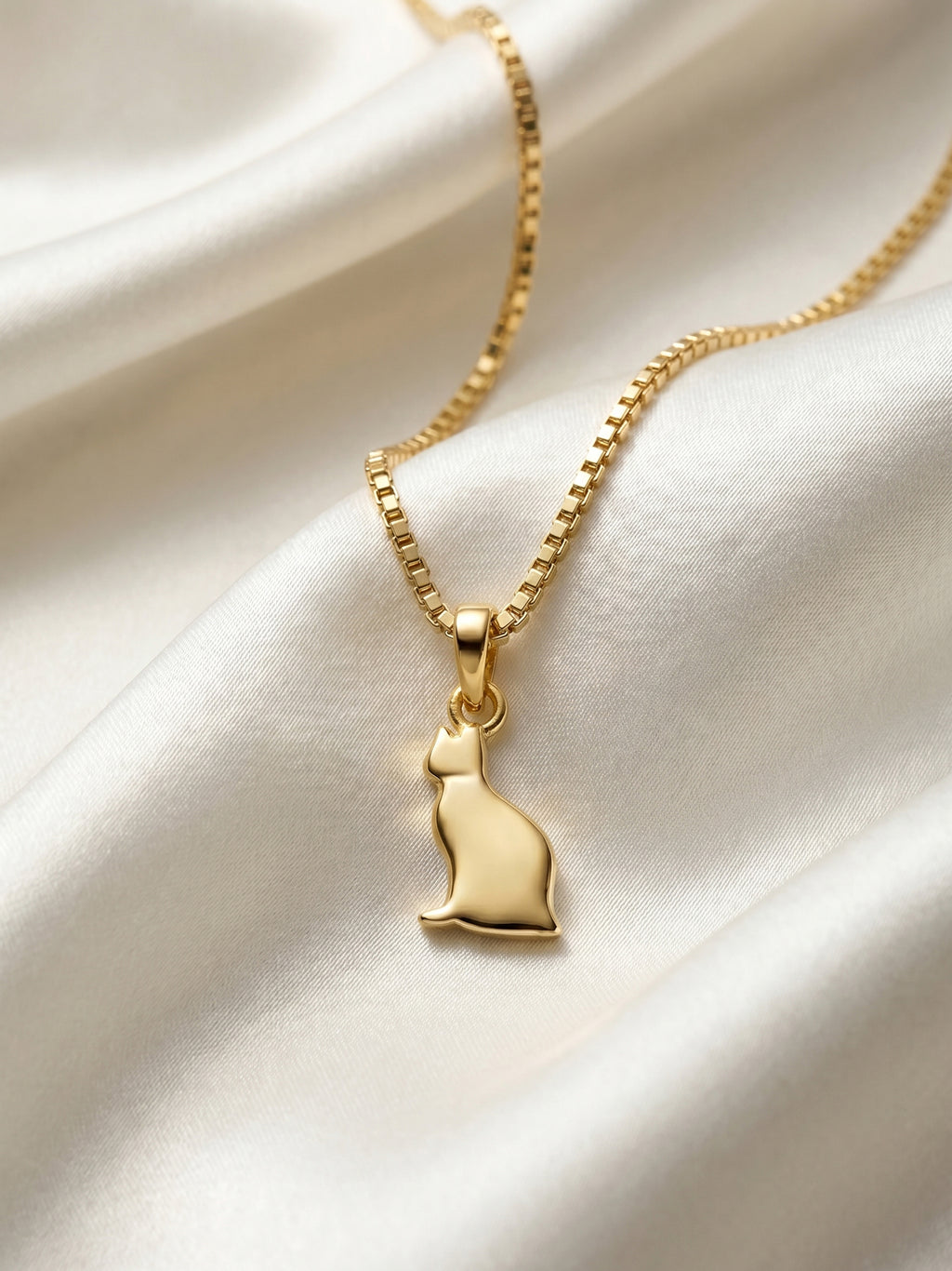 Sitting Cat Silhouette Pendant Necklace for Kids