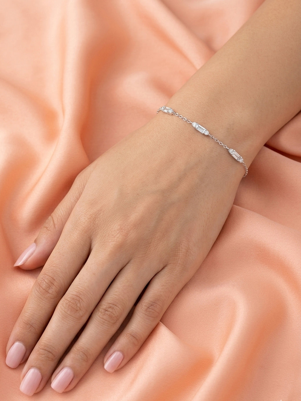 Silver Rhythmic Baguette Station Bracelet