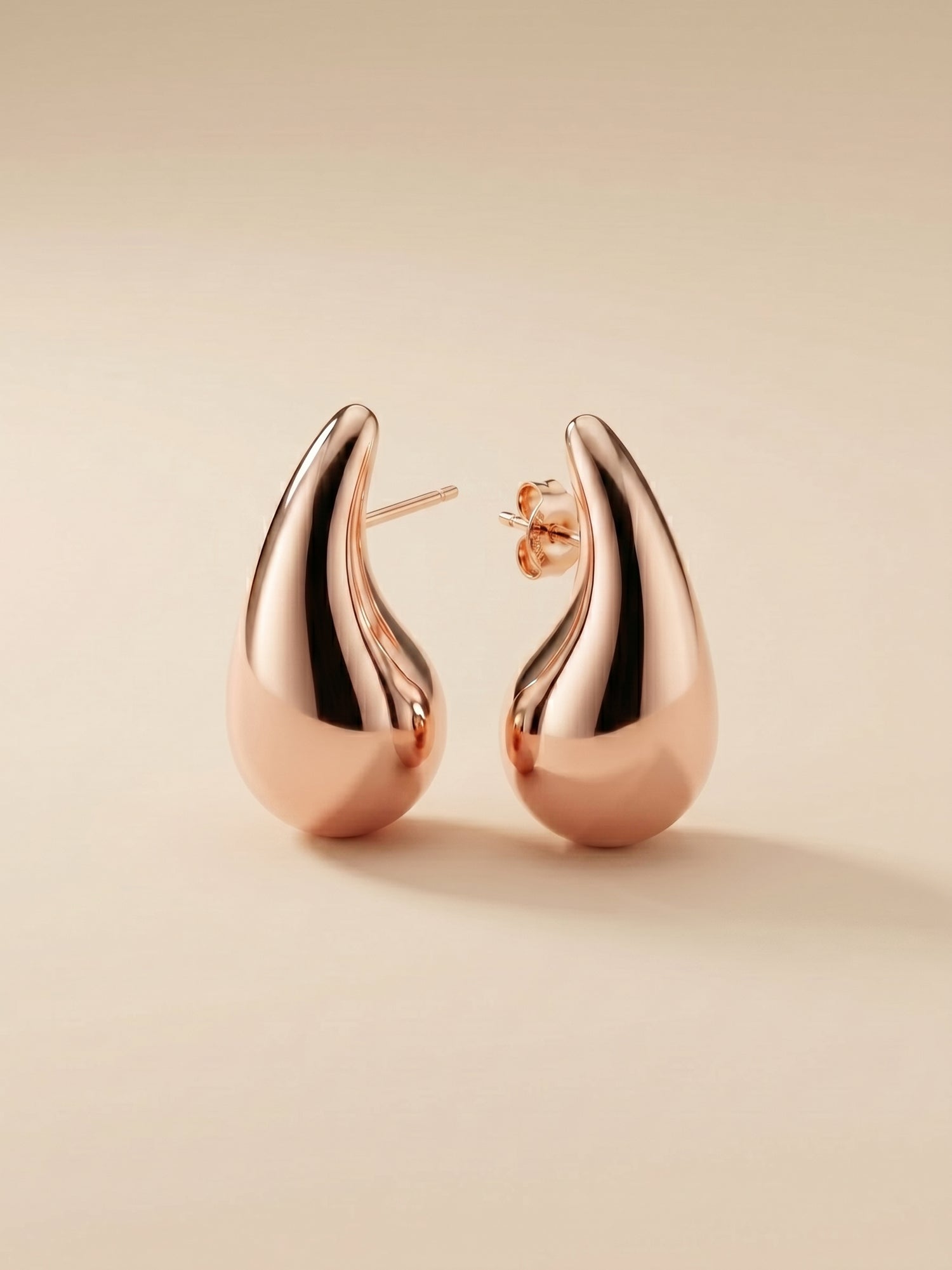 Mirror-Glaze Rose Teardrop Studs