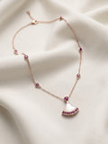 The Empress Fan Mother-of-Pearl & Ruby Station Necklace