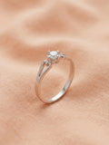 Silver Geometric Split-Shank Solitaire Ring