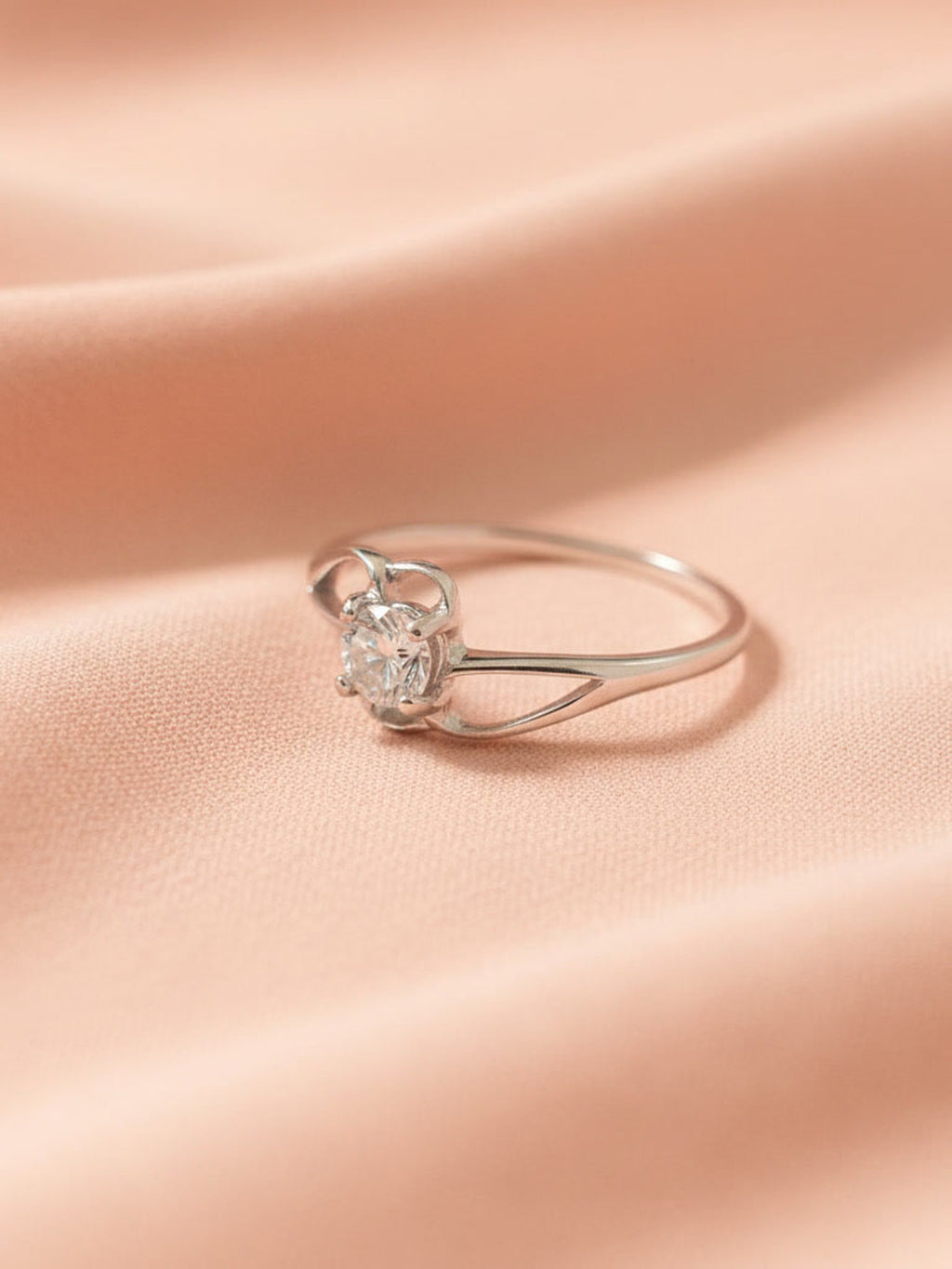 Silver Entwined Hearts Solitaire Ring
