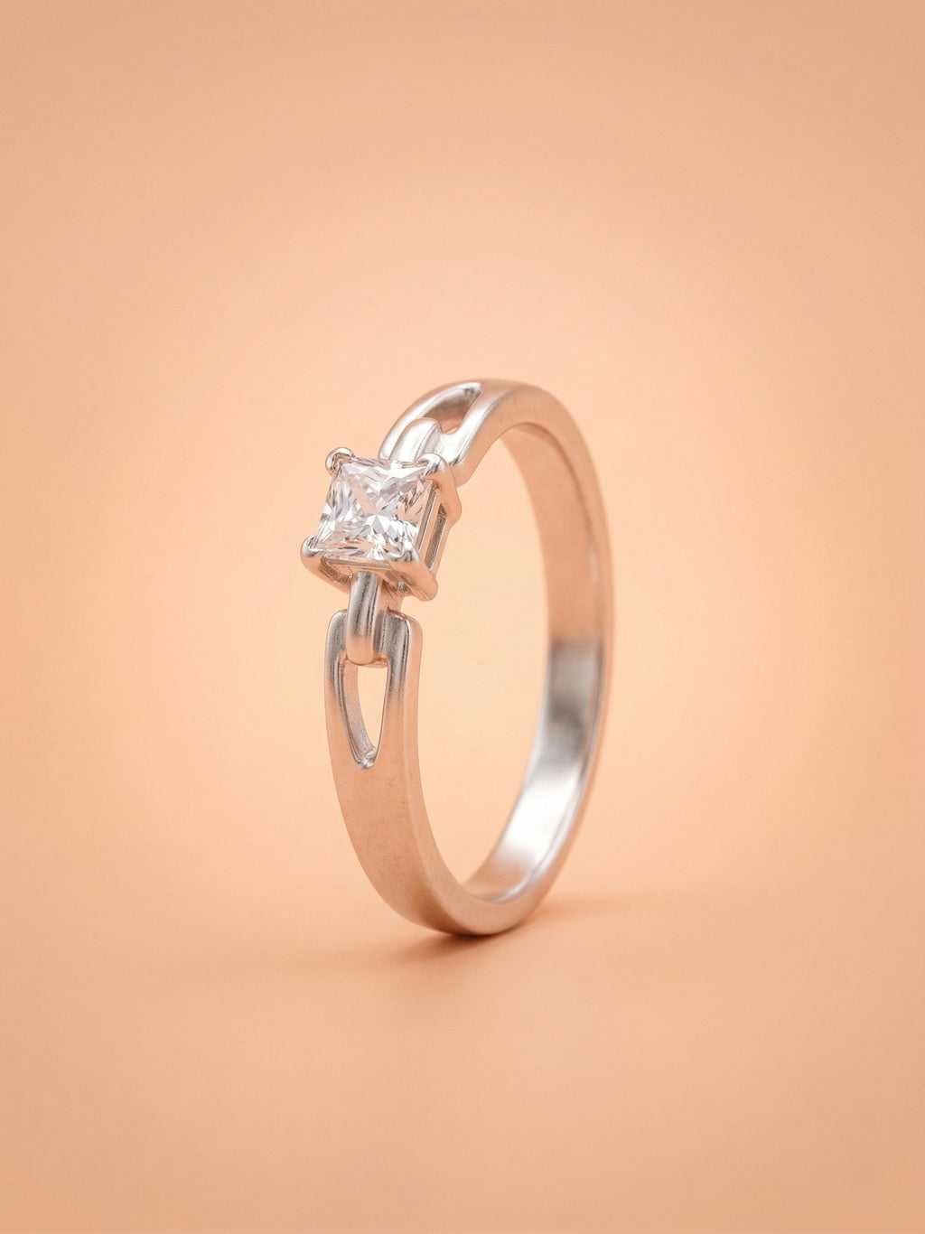 Princess-Cut Infinity Link Solitaire Ring