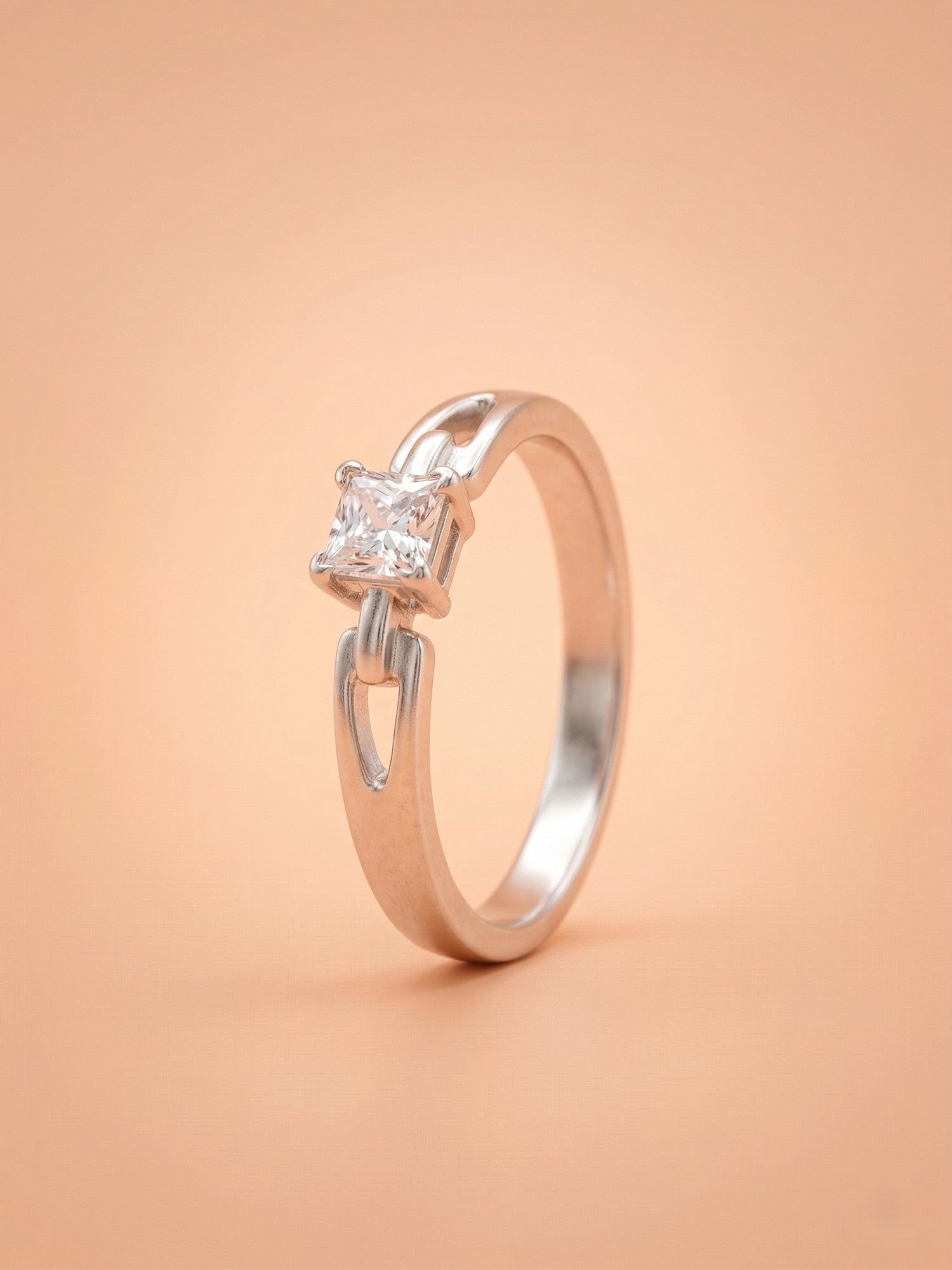 Princess-Cut Infinity Link Solitaire Ring