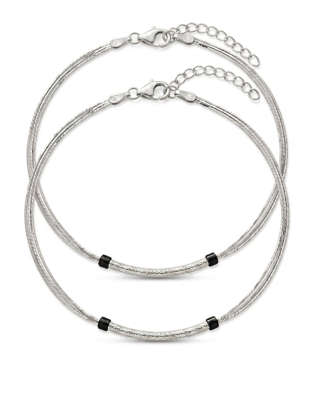Triple-Strand Stardust Nazaria Anklet Pair