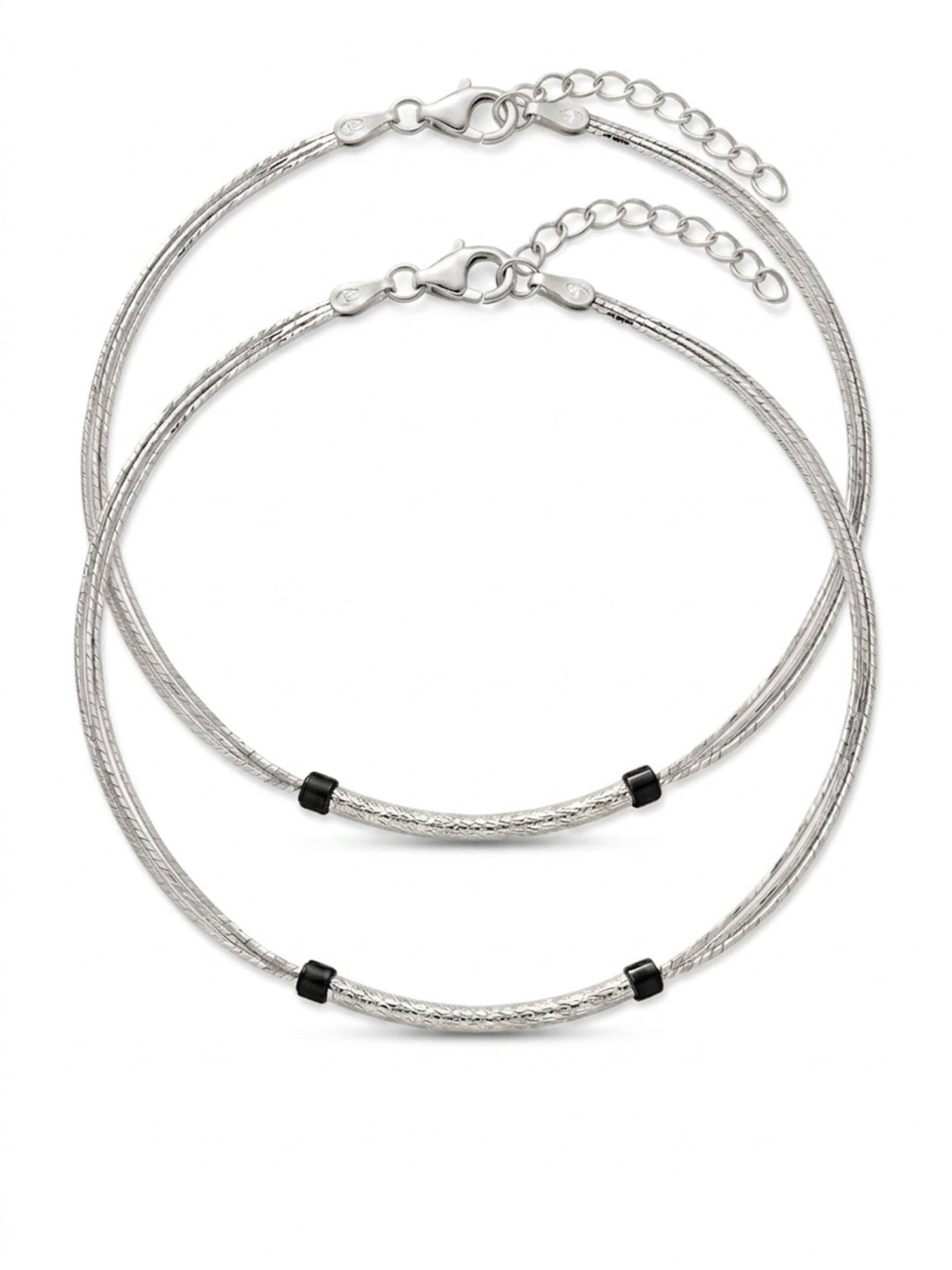 Triple-Strand Stardust Nazaria Anklet Pair