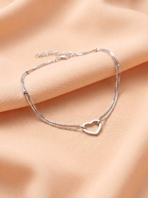 Double Layer Heart Charm Anklet