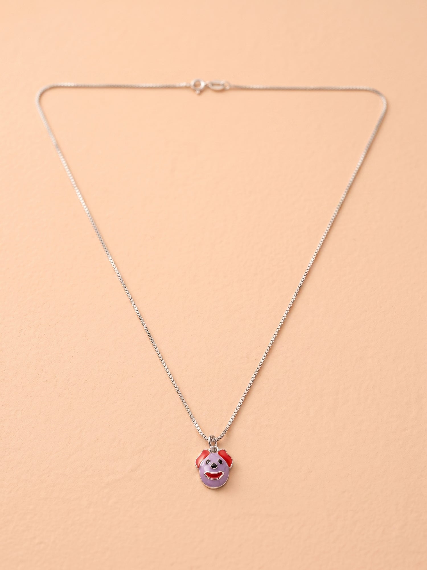 Kids Cartoon Puppy Enamel Pendant Necklace