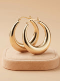 Polished Chunky Teardrop Hoop Earrings