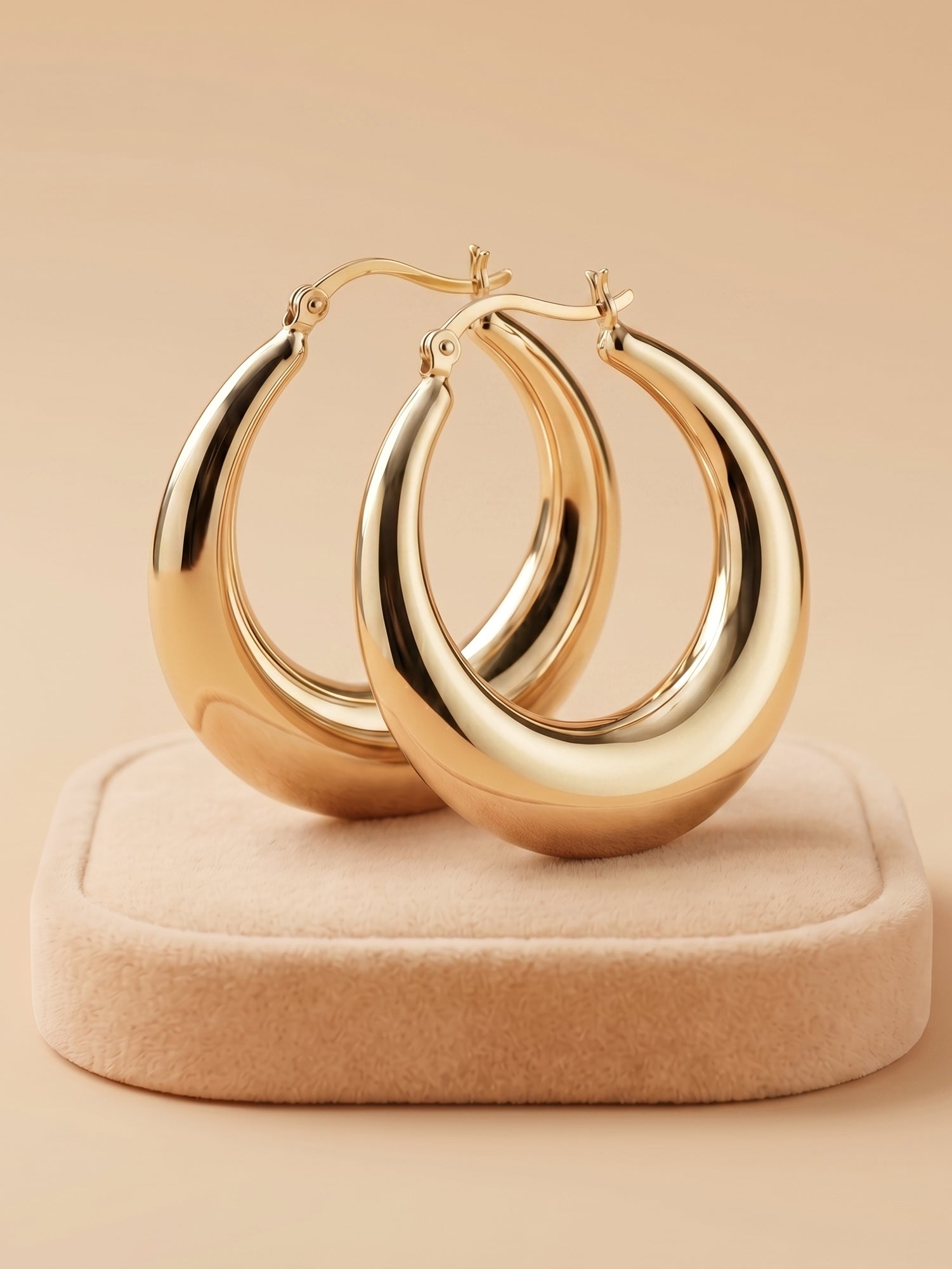 Polished Chunky Teardrop Hoop Earrings