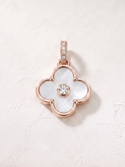 The Lumina Bloom Rose Gold & Mother-of-Pearl Clover Pendant
