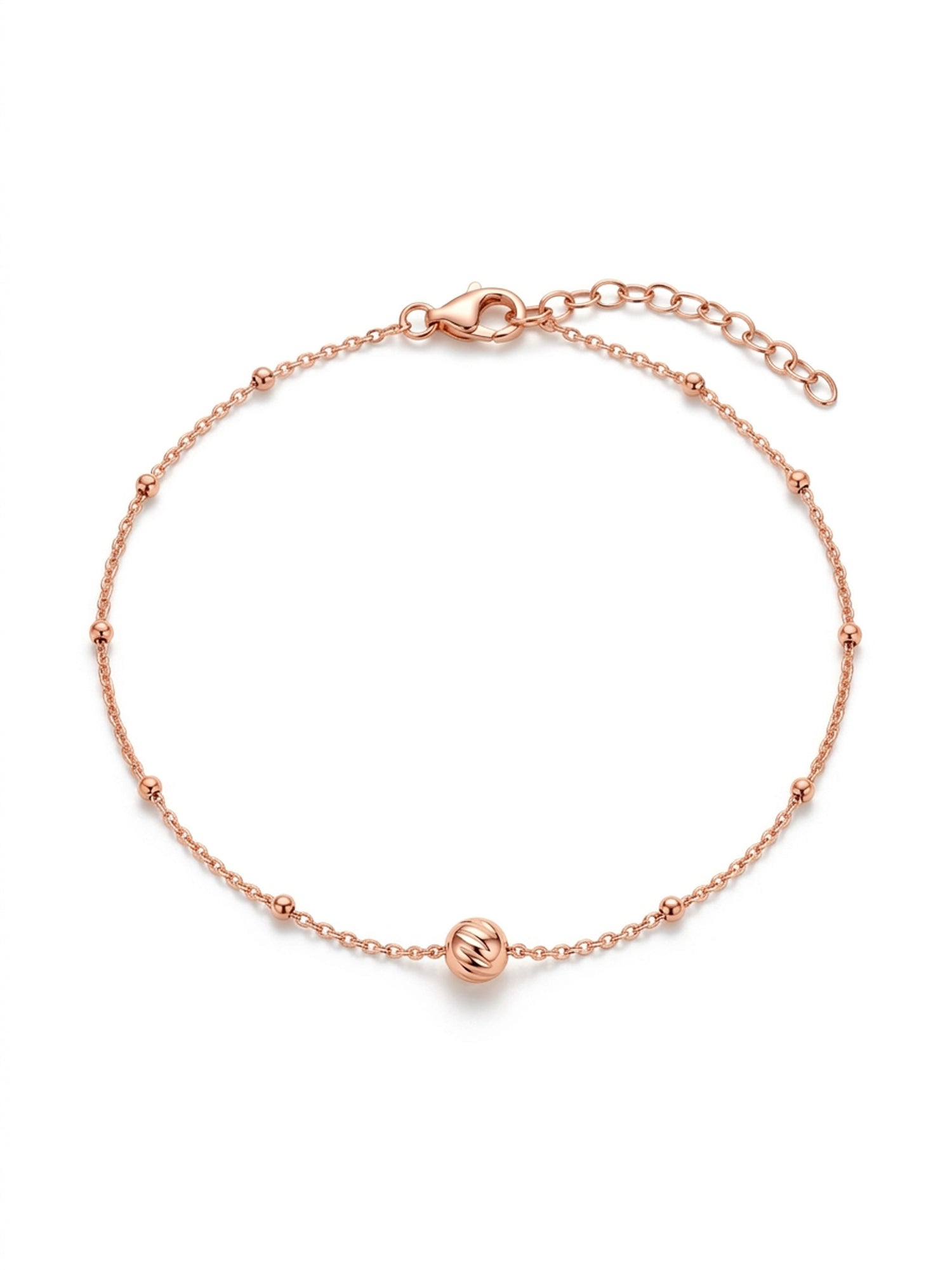 Roseate Diamond-Cut Orb Bead Anklet