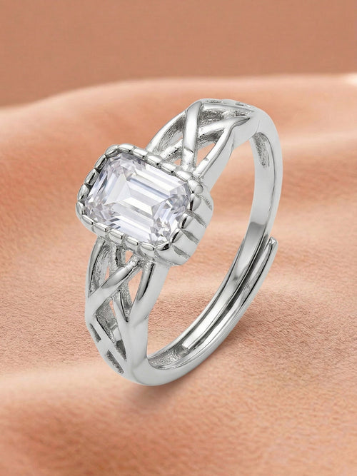 Emerald Cut Lattice Ring