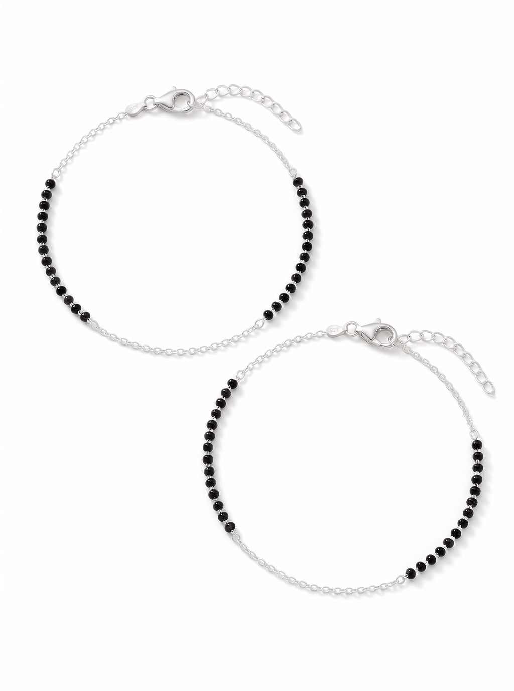 Obsidian Orbit Rolo Chain Anklet Pair