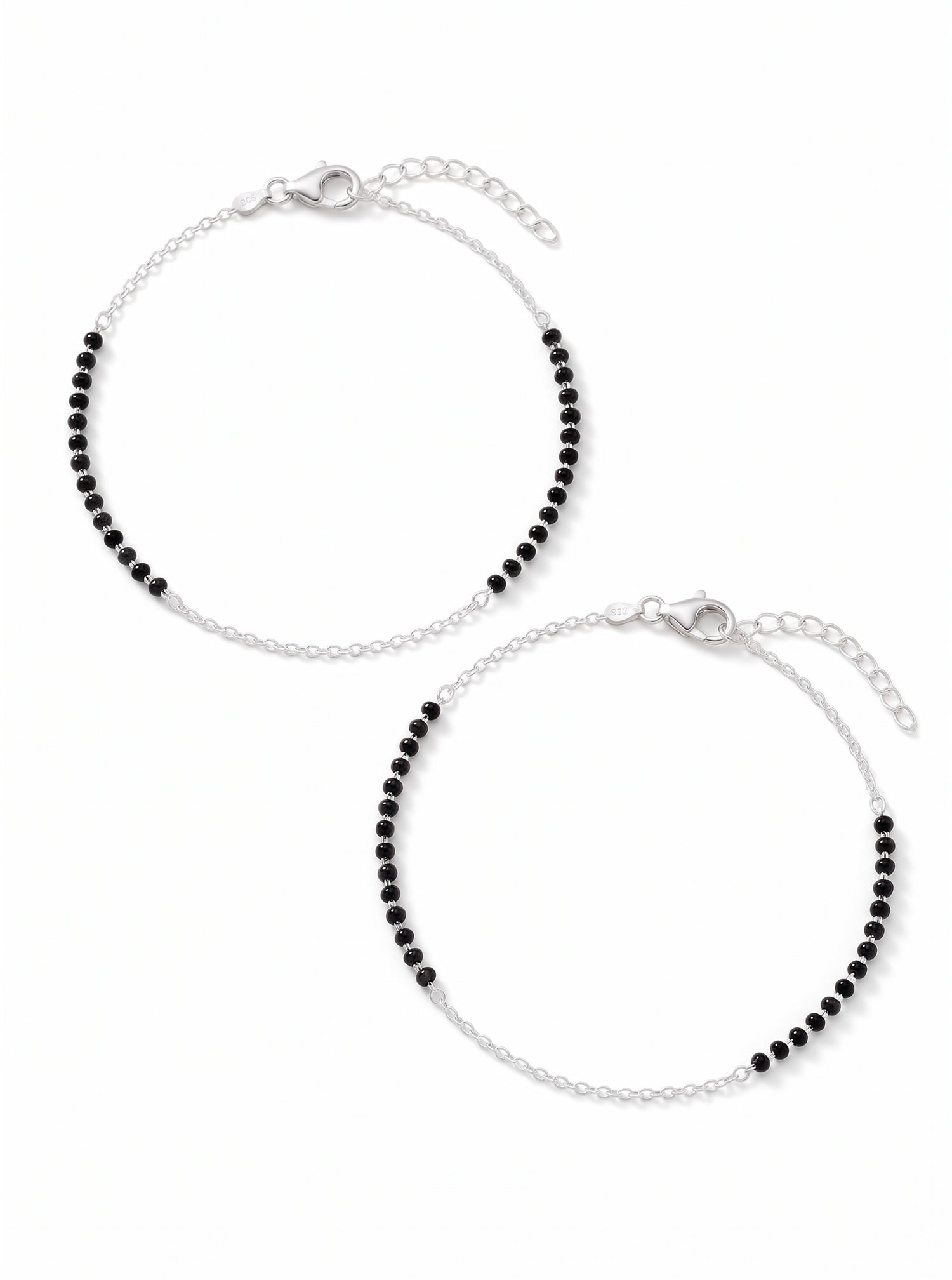 Obsidian Orbit Rolo Chain Anklet Pair