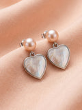 Heart Mother of Pearl & Pearl Drop Earrings