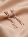 Pavé Cubic Zirconia Rose Gold Teardrop Fringe Drop Earrings