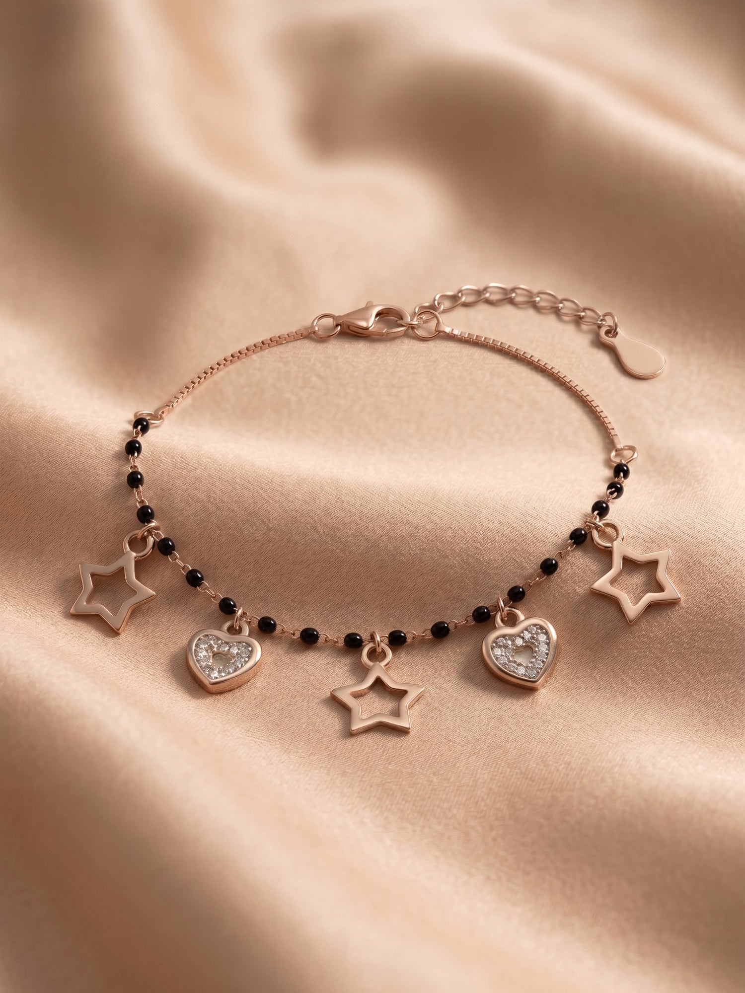 Roseate Celestial Heart & Star Noir Nazariya Bracelet for Kids